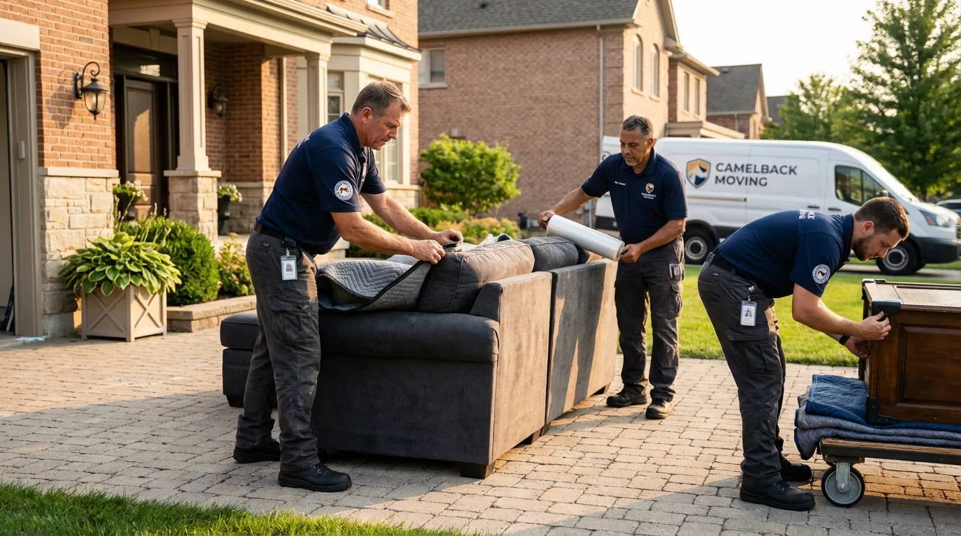 Large estate moving crew wrapping furniture in Burgettstown, PA